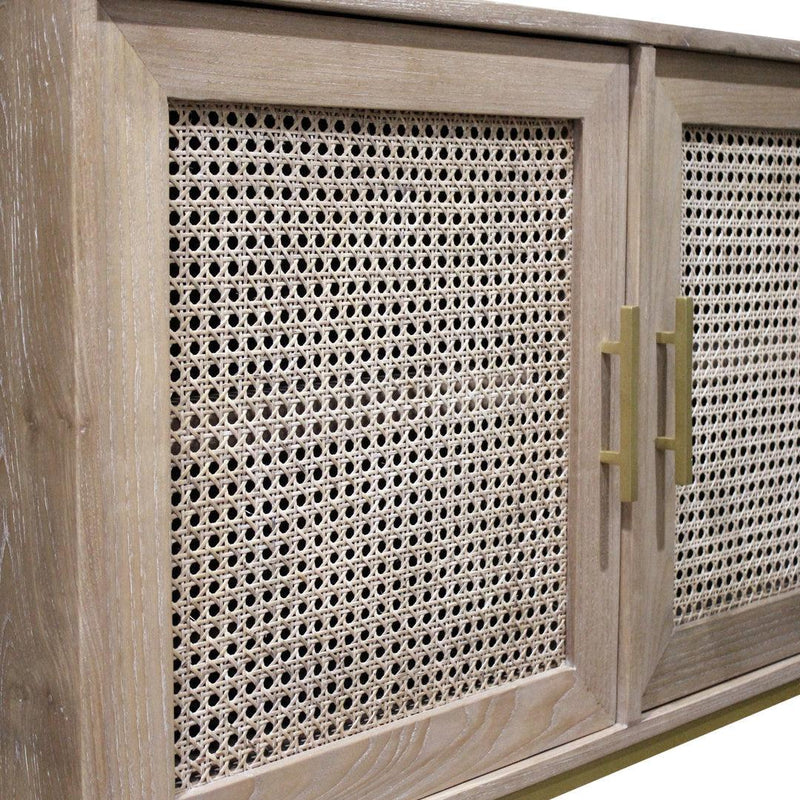 Mala Timber and Rattan 2 Shelf Cabinet-Cabinet-Hudson Furniture-Prime Furniture