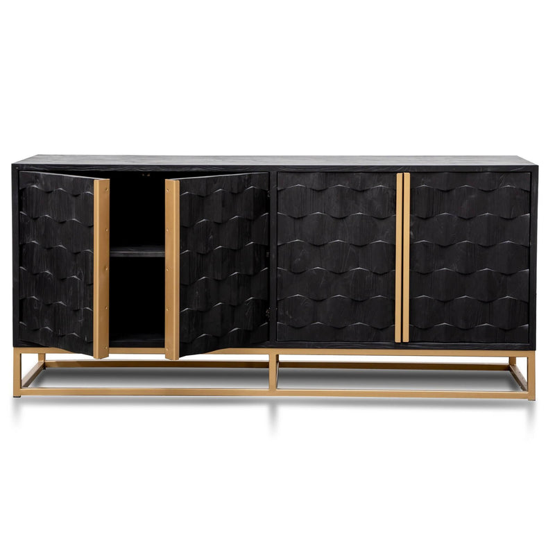 Calibre 1.78m Sideboard - Black Wood with Gold Handle DT2922-NI-Sideboards-Calibre-Prime Furniture