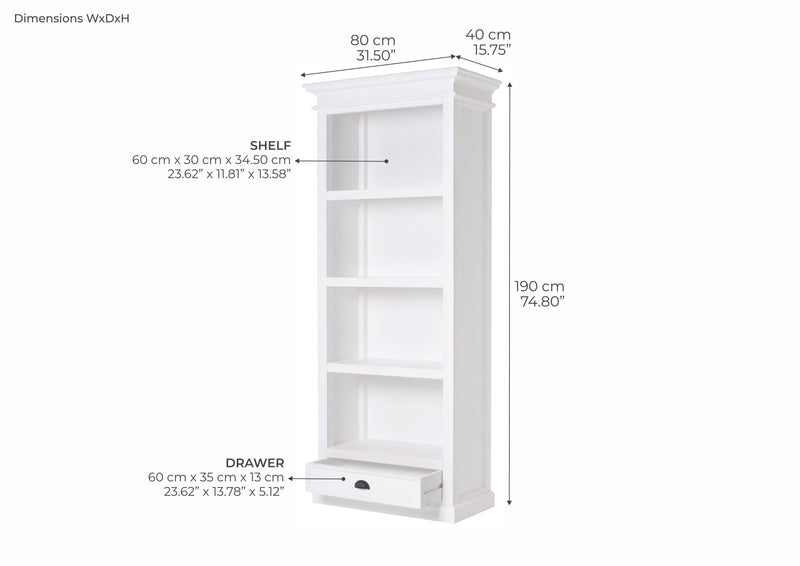 NovaSolo Bookcase with 1 Drawer CA604-Book Shelf-NovaSolo-Prime Furniture
