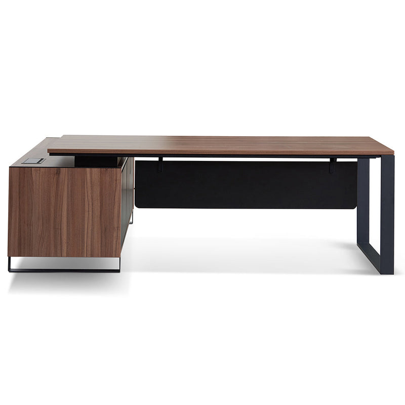2.3m Right Return Office Desk - Walnut-Desk-Calibre-Prime Furniture