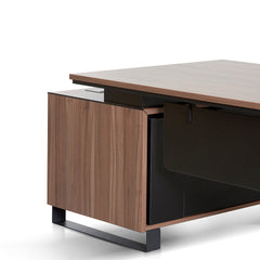 2.3m Right Return Office Desk - Walnut-Desk-Calibre-Prime Furniture