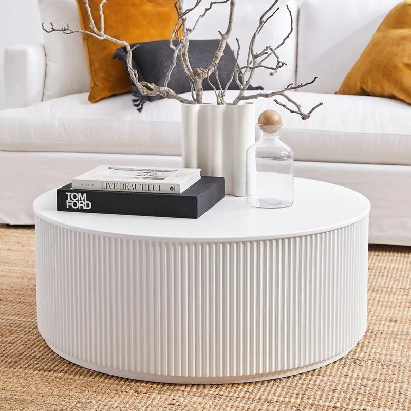 Cafe Lighting & Living Nomad Round Coffee Table - White - Coffee Table323029320294119822 1