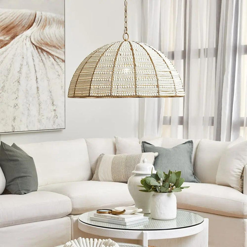 Cafe Lighting & Living Sierra Beaded Dome Pendant - Gold/White - Pendant207309320294117330 1