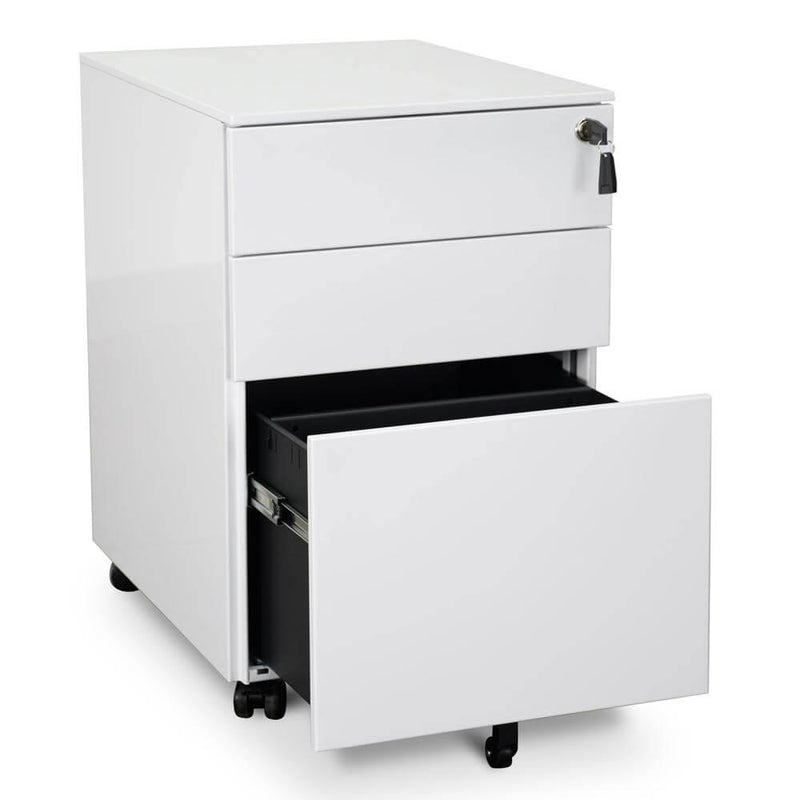 Calibre 3 Drawers Mobile Pedestal - White OF2170-SN-Storage Cabinet-Calibre-Prime Furniture