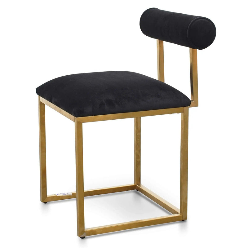 Calibre Dining Chair In Black Velvet - Brushed Gold Base - Dining ChairsDC2621-BS 1