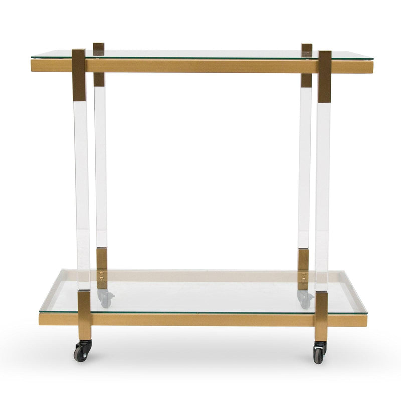 Calibre Glass Bar Cart - Brushed Gold - BR6940-BS 1