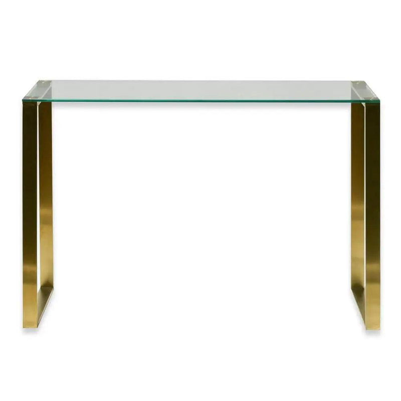 Calibre Glass Console Table - Brushed Gold Base DT2424-BS - Console TablesDT2424-BS 1