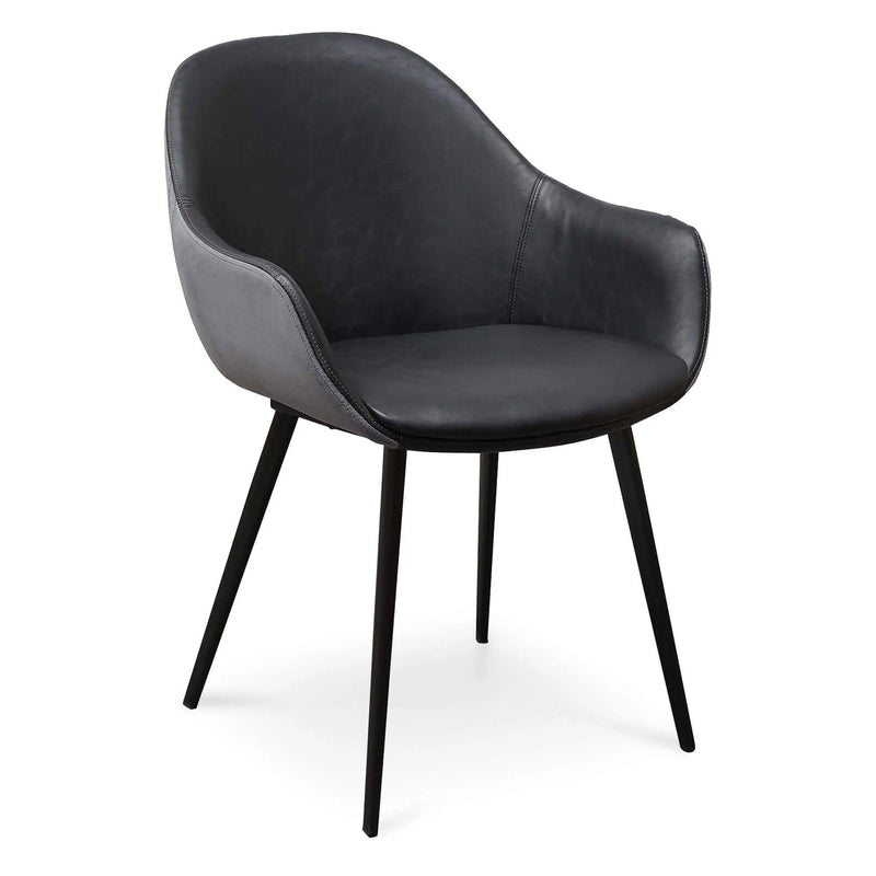 Calibre PU Leather Dining Chair - Antique Black - Charcoal Velvet (Set of 2) DC2750-SEx2 - Dining ChairsDC2750-SEx2 1