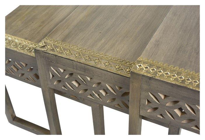 HG Living Noida Set Of 3 Wood And Brass Nested Tables Brown Multi MM06 - Side TableMM069332092123420 1