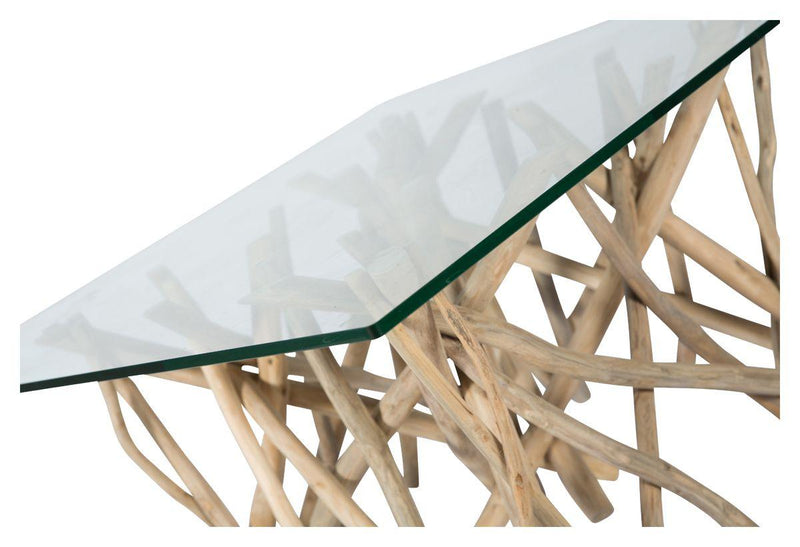HG Living Semerang Glass Coffee Table With Teak Branch Base Natural - Coffee TablesCM029332092108618 1