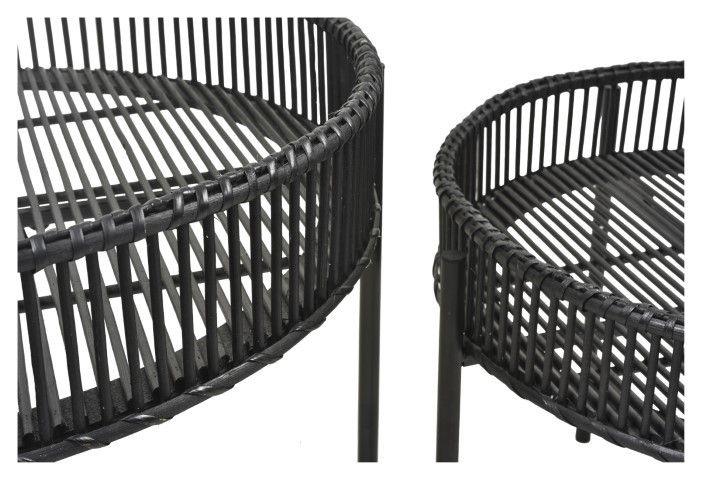 HG Living Set Of 2 Bamboo And Metal Tables Black MO06 - Side TableMO069332092124090 1