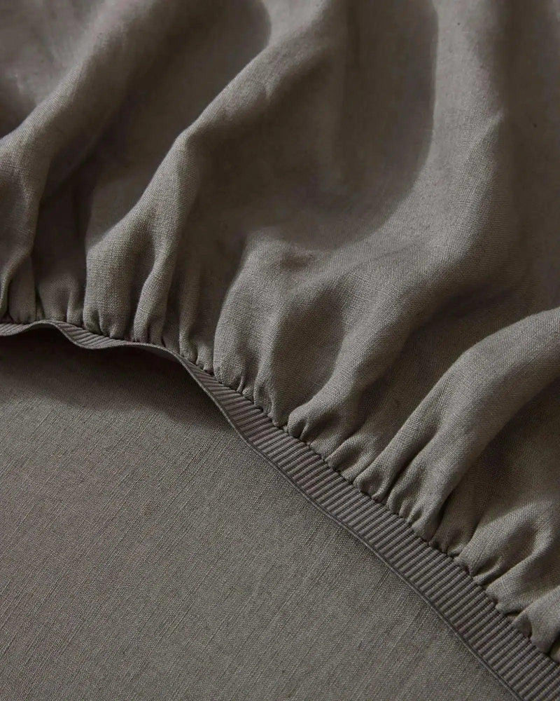 Weave Ravello Linen Fitted Sheet - Charcoal - Sheets & Pillow CasesDRV16CHAR 1