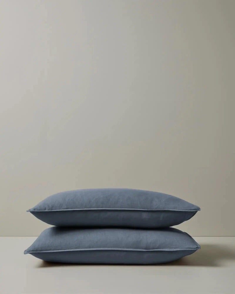 Weave Ravello Linen Pillow Case Pair - Denim - Sheets & Pillow CasesDRV18DENI 1