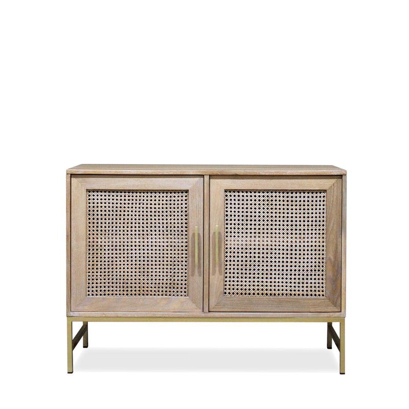 Mala Timber and Rattan 2 Shelf Cabinet-Cabinet-Hudson Furniture-Prime Furniture