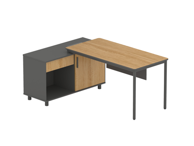 1.75m Left Return Natural Office Desk - Charcoal Base-Desk-Calibre-Prime Furniture
