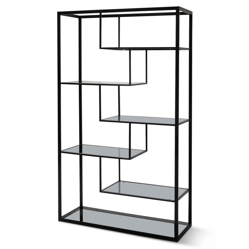 Calibre 1.2m Grey Glass Shelving Unit - Black Frame DT6389-KS-Book Shelf-Calibre-Prime Furniture