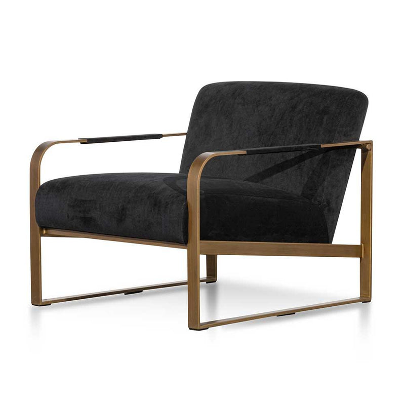 Calibre Black Velvet Armchair - Antique Golden Frame LC6474-NI-Arm Chairs-Calibre-Prime Furniture