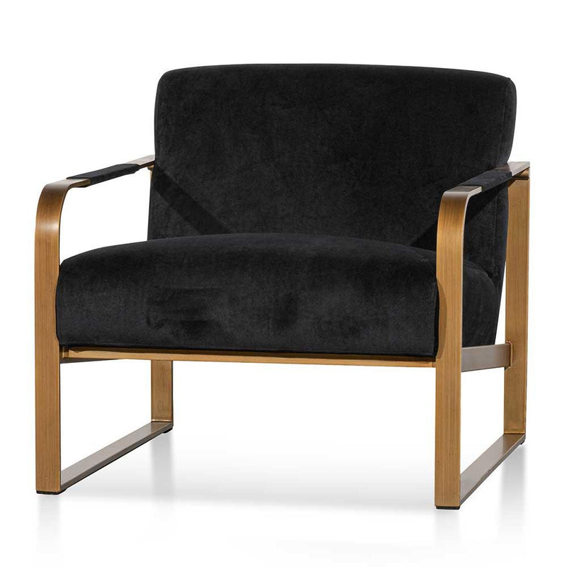 Calibre Black Velvet Armchair - Antique Golden Frame LC6474-NI-Arm Chairs-Calibre-Prime Furniture