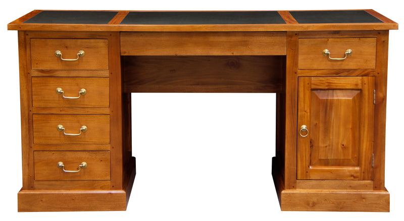 Tasmania Leatherette Executive Desk (Light Pecan)-Desk-Centrum Furniture-Prime Furniture