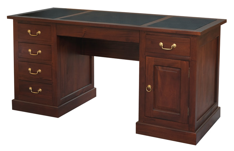 Tasmania Leatherette Executive Desk (Mahogany)-Desk-Centrum Furniture-Prime Furniture