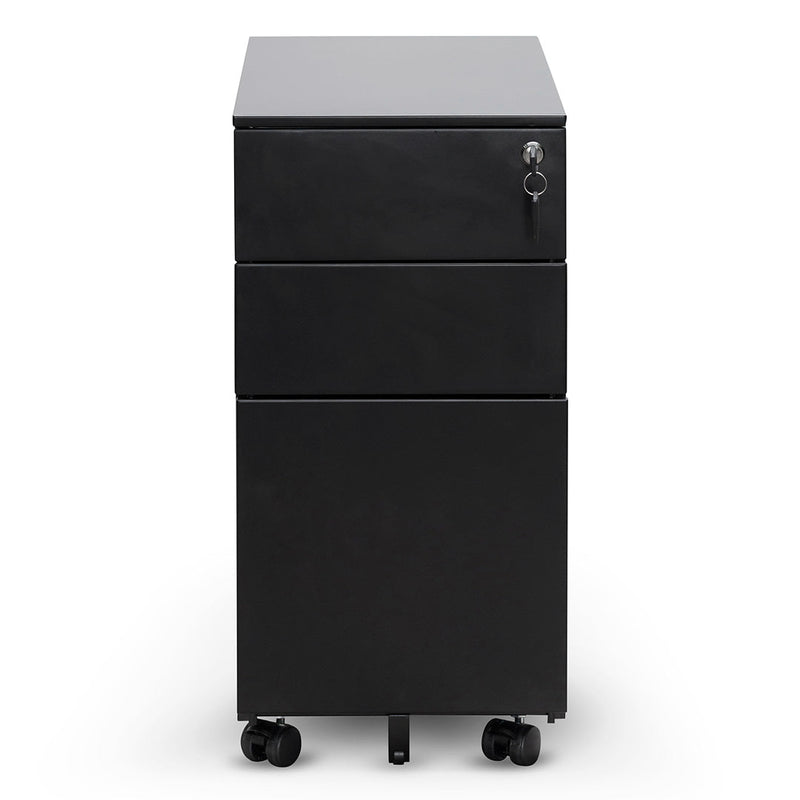 Calibre 3 Drawers Slim Mobile Pedestal - Black-Calibre-Prime Furniture