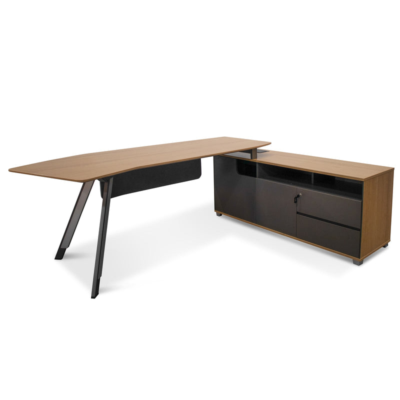 Calibre 2.2m Right Return Grey Office Desk - Natural Top-Desk-Calibre-Prime Furniture