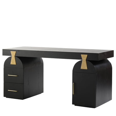 1.55m New Elm Home Office Desk - Full Black