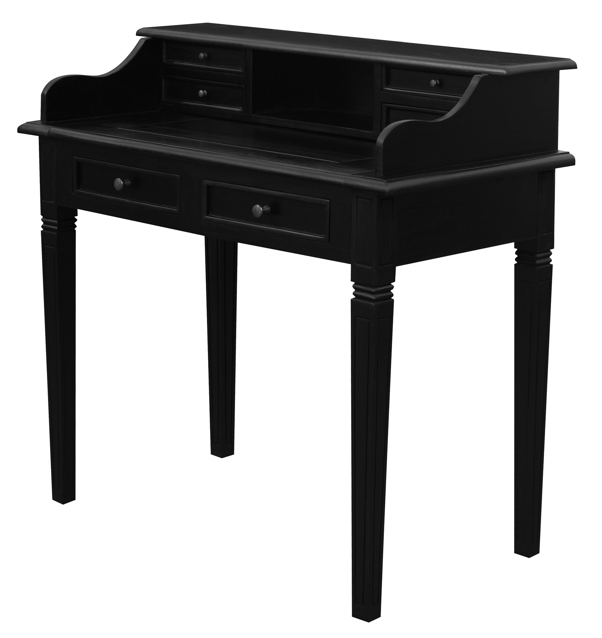 Winston 6 Drawer Writing Desk (Black)-Desks-Centrum Furniture-Prime Furniture