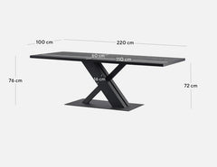 2.2m Dining Table - Full Black - Dining TableDT8430-SI 7