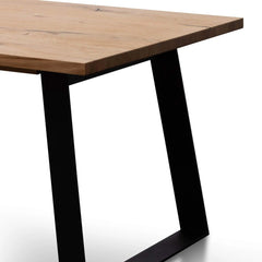 2.2m Straight Top Dining Table - Rustic Oak Veneer - Trapezium Legs - Dining TablesDT6060-SI 3