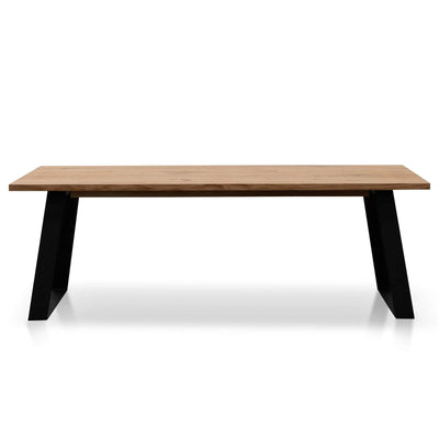 2.2m Straight Top Dining Table - Rustic Oak Veneer - Trapezium Legs - Dining TablesDT6060-SI 1