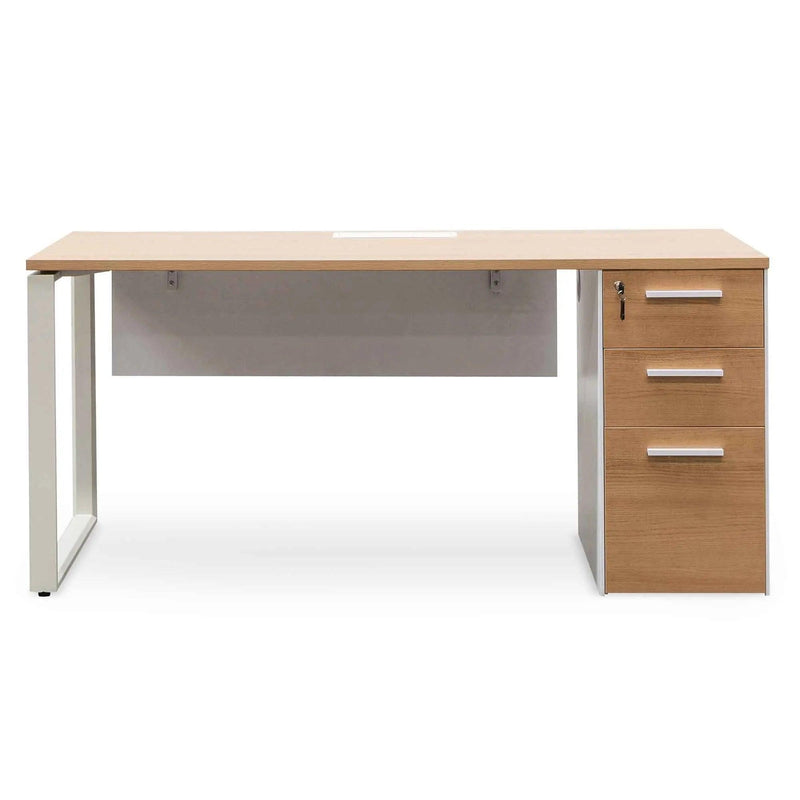 Calibre 1 Seater Office Desk - Natural and White OT6541-SN - Office DesksOT6541-SN 1