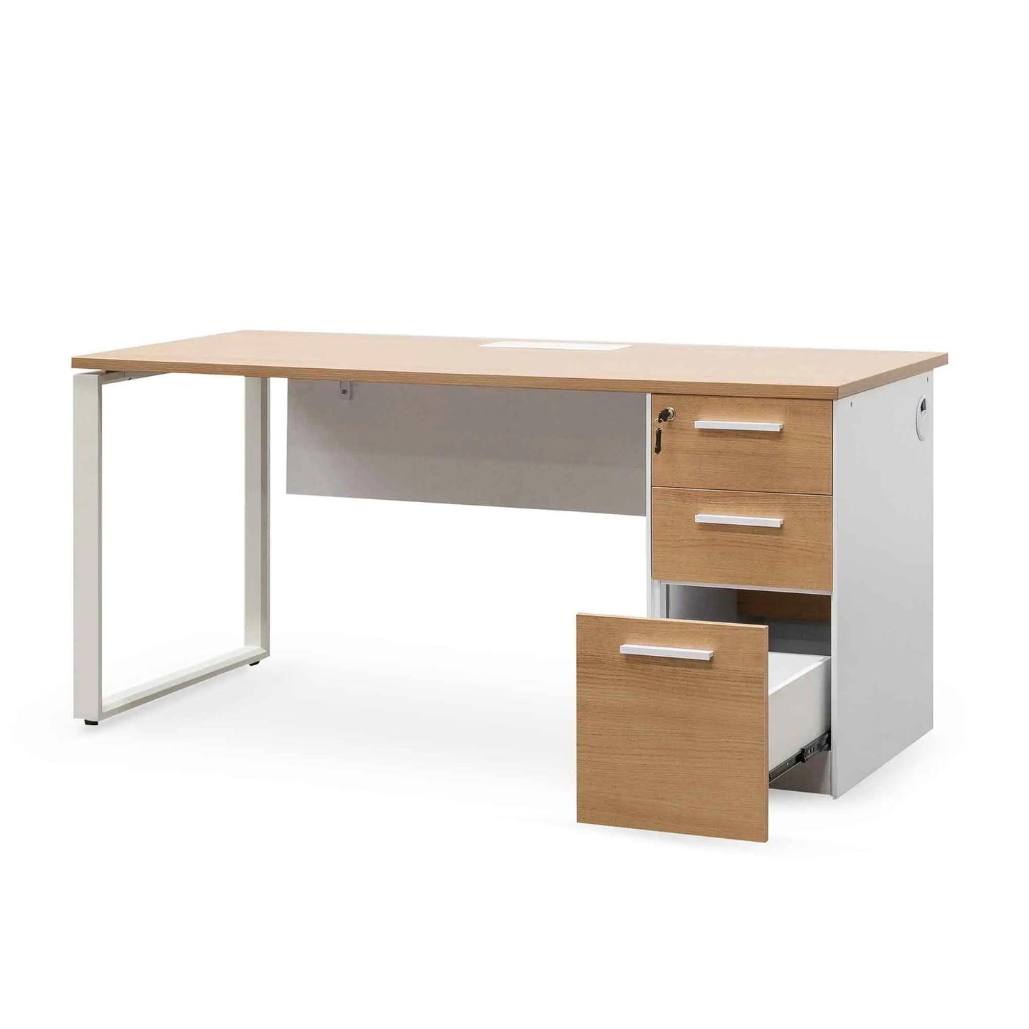 Calibre 1 Seater Office Desk - Natural and White OT6541-SN - Office DesksOT6541-SN 3