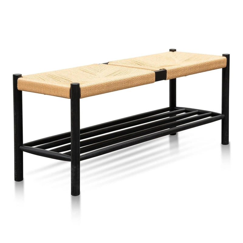 Calibre 110cm Black Oak Bench - Natural Seat DB2975-OW - Wood BenchDB2975-OW 1