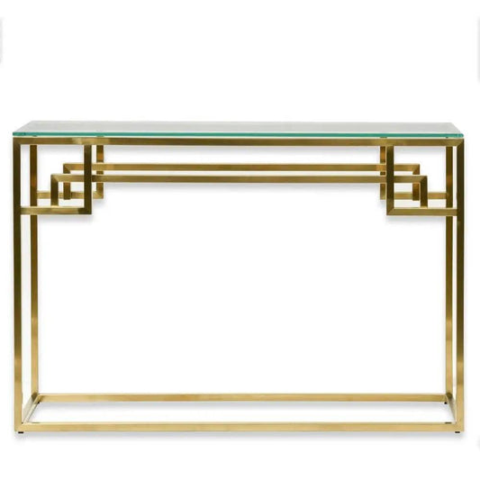 Calibre 1.15m Console Glass Table - Brushed Gold Base DT2423-BS - Console TablesDT2423-BS 1