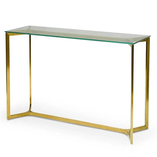 Calibre 1.2m Glass Console Table - Gold Base DT2362-KS - Console TablesDT2362-KS 1