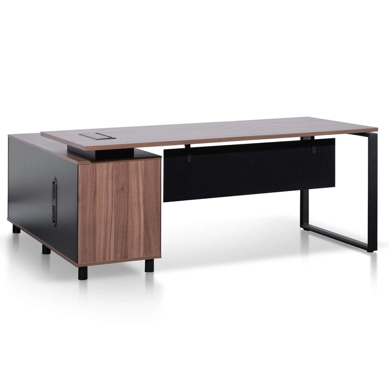 Calibre 1.8m Executive Desk Right Return with Black Legs - Walnut OT6166-SN - Office DesksOT6166-SN 1