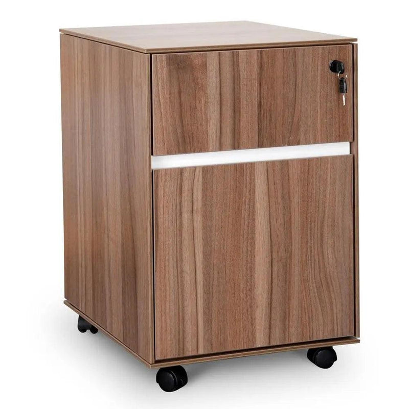 Calibre 2 Drawer Mobile Pedestal - Walnut - Storage CabinetOF294 1