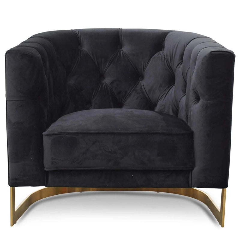 Calibre Armchair in Black Velvet - Brushed Gold Base LC2324-BS - Arm ChairsLC2324-BS 1