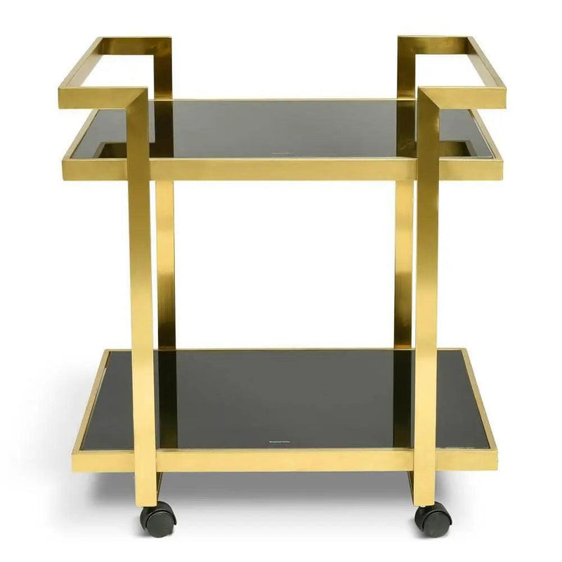 Calibre Bar Cart - Tempered Glass - Gold Base - TrolllyBR006-KS 1