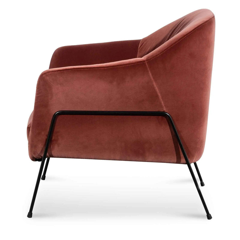 Calibre Blood Orange Velvet Armchair - Black Legs LC6255-KSO - Arm ChairsLC6255-KSO 1
