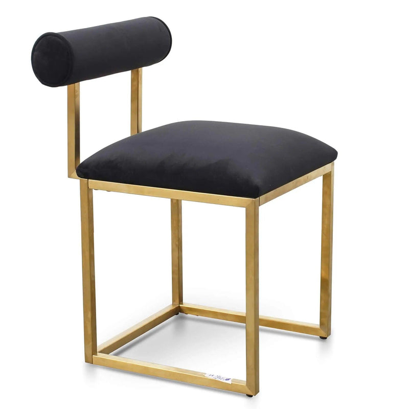 Calibre Dining Chair In Black Velvet - Brushed Gold Base - Dining ChairsDC2621-BS 1