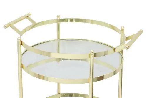 HG Living Manhattan Round Stainless Steel And Glass Mirror Bar Cart Gold - Bar TrolleysAF039332092121815 4
