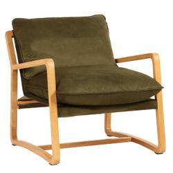 Malibu Natural Arm Chair - Olive Velvet - Chair328399320294125854 1