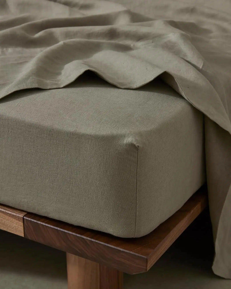 Weave Ravello Linen Fitted Sheet - Caper - Sheets & Pillow CasesDRV16LAUR 1